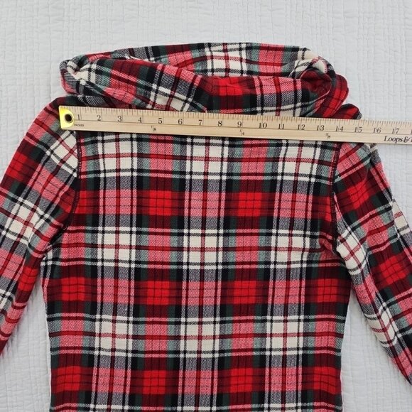 Lauren Ralph Lauren Women's Sweater Medium Red Black Cowl Neck Holiday Plaid EUC - Picture 10 of 14